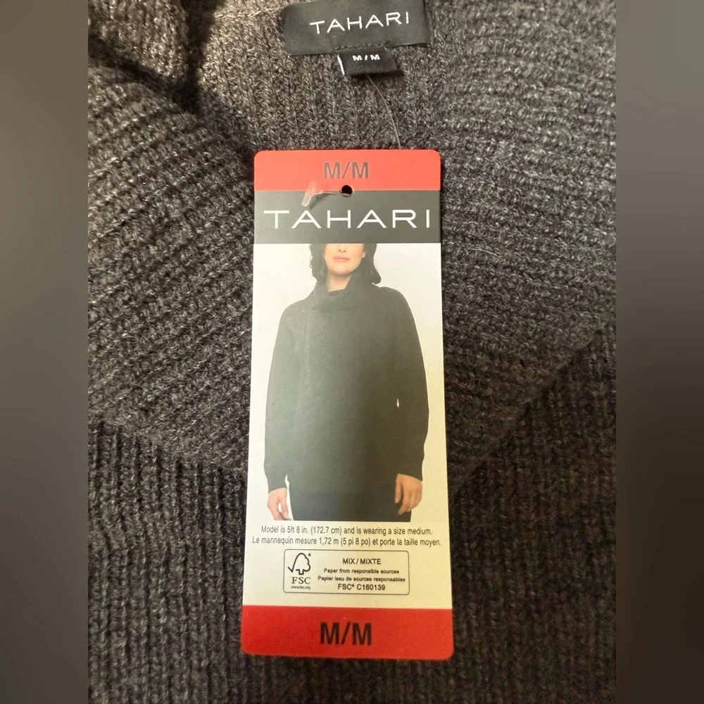 TAHARI Women's Cowl Neck Sweater in Dark Gray (NWT) - Picture 8 of 8